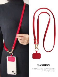 สายโซ่โทรศัพท์ผู้หญิงแบบยาวผูกคอ สายสะพายข้างลายมะพร้าวสีแดง สายโซ่โทรศัพท์แบบปรับได้ สไตล์ไฮเอนด์ สายคล้องโทรศัพท์มือถือแบบลำลอง
