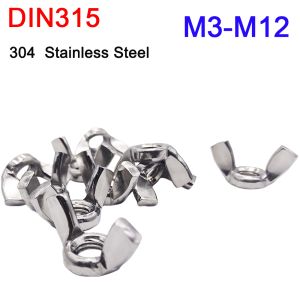 2-10Pcs Wing Nuts Butterfly Nuts M3 M4 M5 M6 M8 M10 M12 Wing Nuts 304 Stainless Steel Hand Tighten Wingnuts Butterfly Nut DIN315