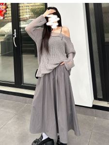 Váy Dài Chữ a Bằng Lụa Băng Mỏng Cạp Cao Mùa Hè Cho Nữ Váy Dài Thường Ngày Che Mông Váy Dài Màu Trơn Bằng Vải Tổng Hợp