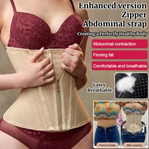 13 Steel-Bone Latex Reinforced Zipper Waist Trainer Weight Loss Body Shaper Adjustable Slimming Corset Cincher Belt Plus Size