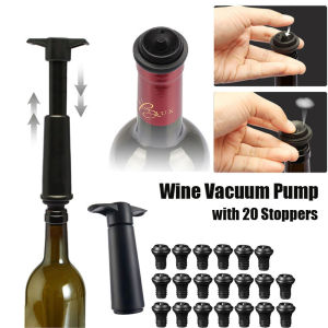 ปั๊มสูญญากาศที่ปิดขวดไวน์พร้อมจุก20ตัวจุกไวน์เครื่องเก็บไวน์ขวดที่ใช้ซ้ำได้ซีลเลอร์ช่วยให้ไวน์สด
