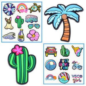 20-100PCS Summer travel beach Shoe Charm variou Mix Wholesale PVC Decoration Buckle Sandal Detachable Waterproof To X-mas Gift