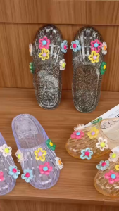 Shiny Rhinestone 3D Floral Hollow Out Sandals Big Toe Open Toe Breathable Casual Mule For Women