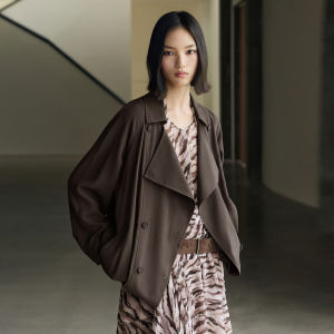 PEACEBIRD | Double Breasted Lapel Overcoat