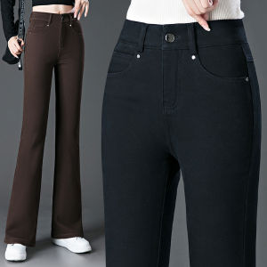 High Waist Flared Jeans Womens Spring Autumn Elastic Versatile Mom Slimming Long Pants Small Size High Cotton Elastic Denim