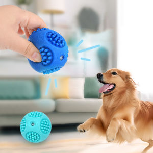 Dog Chew Squeaky Ball with Teeth - Durable Teeth Cleaning Toy for Puppies & Large Dogs Elastic Self-Playing