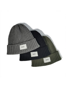 Wtaps Couple Casual Beanie Hat Classic Winter All-Matching Black Woolen Cap Knitted Hat Male Heattech Beanie 01