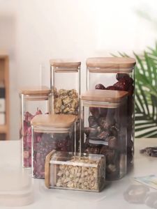 Glass Jar Round Square Food Storage Container Kitchen Organiser