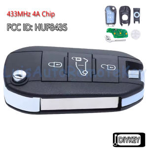 3 Buttons Flip Remote Car Key Fob 433MHz 4A Chip for Citroen Aircross C3 C5 C6 for Peugeot 308 4008 P/N: HUF8435 98 139 654 77