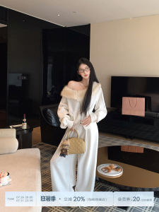Plush Korean Style Relaxed Off-shoulder Fur Collar Top and Wide-leg Pants Set for Women