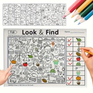 32 Pages Children's Hidden Object Coloring Book Interactive Educational Matching Game Enhance Visual Perception Focus Attention