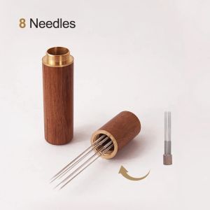 5/6/8 Needles Coffee Powder Distributor Stainless Steel Espresso Coffee Powder Stirrer Wood Handle WDT Tool Barista Accessory