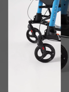 รถช่วยพยุงเดิน รถเข็นอลูมิเนียมเครื่องช่วยเดินผู้สูงอายุฟื้นฟูสมรรถภาพ4ล้อรถเข็นดูดซับแรงกระแทกแบบพับได้ไม้ค้ำยันช่วยเดิ