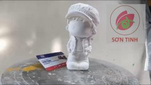 Tượng tô màu BÉ TRAI ĐỘI NÓN LOVE YOU tô tượng thạch cao (Không kèm màu) luyện vẽ tượng trắng decor