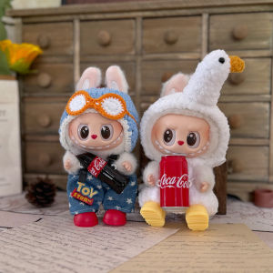 Labubu Coca-Cola Girl Clothes Blue Skirt 17cm Cotton Doll Outfit Milk Bear Brand Toy Accessories Anime Collectibles