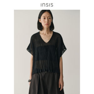INSIS FEMME | Summer Artistic Style Pleated Sheer Top Linen