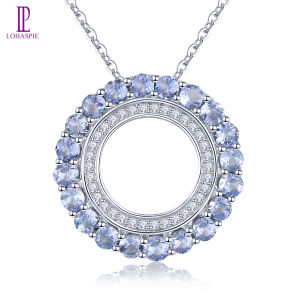 Lohaspie Jewelry Real 1.5 Carats Solid Sterling Silver 925 Pendant Natural Tanzanite Chrome Diopside Pendant Tanzanite Stone Original Pendant Women Fashion Pendant Jewelry