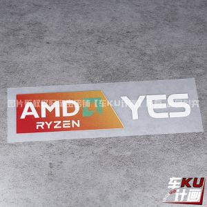 Original AMD YES AMF Ryzen Graphics Card Computer Sticker Car Sticker Reflective Scratch Decal Auto Decoration IT Emblem