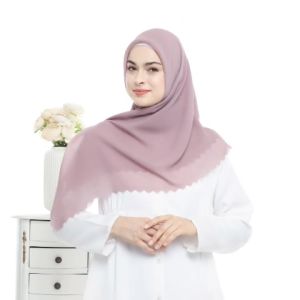 Jilbab Segi Empat Swarovski Payet Mutiara indah berkilau Jait Tepi Mewah