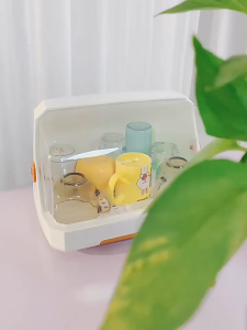 Dustproof Water Cup Shelf Utensil Bowl Organizer With Lid Household Tray Drain Cup Rack Rak penyimpanan kalis debu水杯置物架