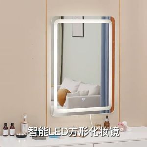 Smart bathroom mirror with LED light LED bathroom mirror rectangular three color light touch control suitable for bathrooms hotels bathrooms bedroom