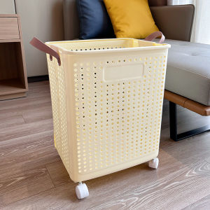 ถังใส่เสื้อผ้าสีสันสดใสพับได้สำหรับใช้ในบ้าน รถเข็นล้อเลื่อนสำหรับเก็บเสื้อผ้าสกปรก ถังใส่เสื้อผ้าสำหรับใช้ในห้องน้ำแบบอเนกประสงค์