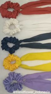 Scrunchie Bunny Chiffon Panjang Ikat Rambut Wanita Korea Cepol Hijab Scarf Aksesoris Rambut