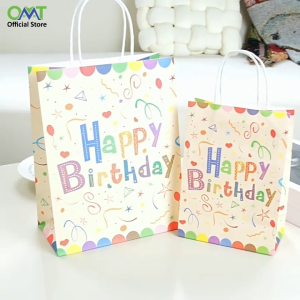 Birthday Paper Bag | Kraft Carrier Kids Children Baby Shower School Childcare Nursery Party Goodies Gift Event Supplies