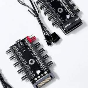 Bộ Chia Hub Quạt 10 Cổng 4 Chân PWM Với Nguồn Kép Molex & SATA Để Điều Khiển Tốc Độ Quạt Làm Mát Vỏ Máy Tính