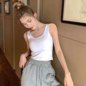 Vest Women s Suspenders Bottoming Sleeveless Black Hot Girl Tight Spring and Summer Students Korean Version of The Sports Solid Color Top Women
