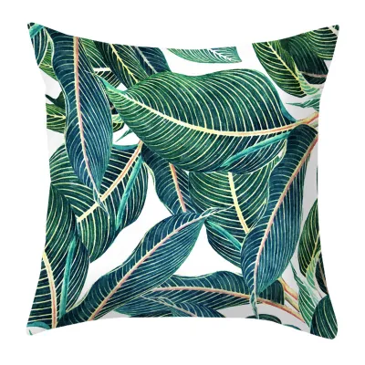 Nordic Style Plant Leaf Design Short Fleece Cushion Cover