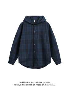 WUKONGYOUHUO | Retro Color Block Plaid Hoodie Shirt