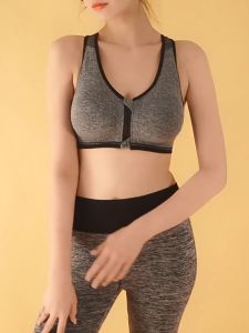 Front Zipper Women Sports Bras Breathable Wirefree Padded Push Up Sports Top Fitness Gym Yoga Workout Bra S-XL 3054