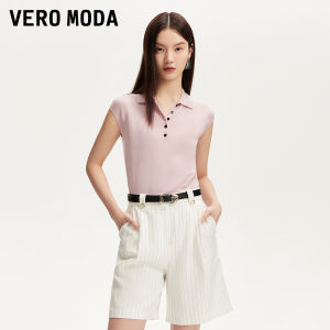 Vero Moda Knitted Shirt with Lyocell Buttons Collared Top Autumn 2025 New Arrival Womens Fashion Regular Fit Short Sleeve