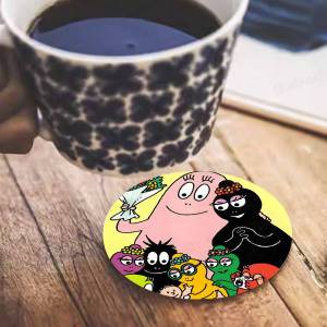 Children Barbapapa Animation Retro Wooden Cup Mats Elements Colour Printing Cup Coasters Home Kitchen Decora Gifts