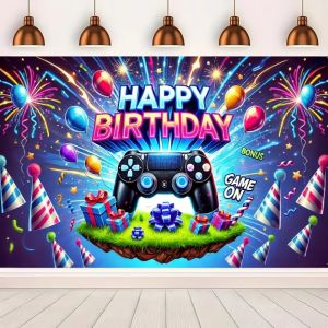 Games Gamepad Happy Birthday Party Backdrop Children Baby Boy Balloons Comic Decor Banner Portrait Photography Background