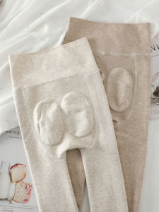 High Waist Fleece Lined 3D Peach Bottoming Pants Thickened Butt Lifting Womens Outerwear Oatmeal Autumn Winter Polka Dot