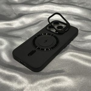 For Magsafe Phone Case For iPhone 17 Pro Max 16 12 11 14 13 15 Pro Max Lens Holder Ring Magnetic Bumper Matte Shockproof Cover