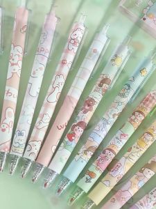 ปากกา ปากกาลูกลื่น ปากกากด ปากกาเจล แถมใส้ หมึกน้ําเงิน1ชุด 1แพค 6 แท่ง ปากกากดลายการ์ตูน ลายการ์ตูนญี่ปุ่น 0.5มม. ปากกาน่ารัก