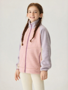 JOLLY BEAN | Color Block Spliced Stand-up Collar Fleece Girls Outerwear