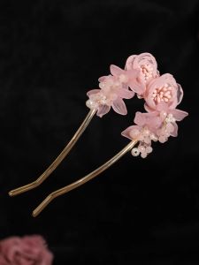 Phụ Kiện Tóc Phong Cách Trung Hoa Cổ Điển Màu Hồng Hoa U Hình Ngọc Trai Tinh Tế Phụ Kiện Tóc Hanfu Cổ Điển