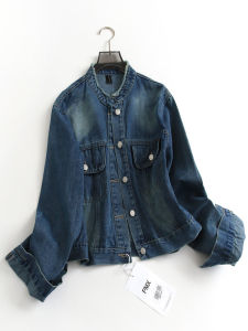 เสื้อแจ็คเก็ตยีนส์ทรงหลวมคอตั้งแขนยาวทรงหลวมสไตล์ลำลองสำหรับผู้หญิงฤดูใบไม้ร่วงใหม่ F139