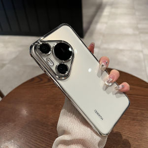 Ultra-Thin Transparent Electroplated Silicone Phone Case for Huawei Pura70 Full Lens Coverage Protective Shell Anti-Fall Simple Design