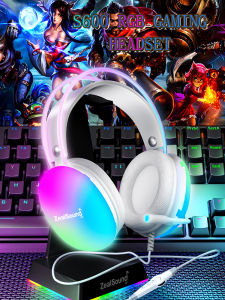 Zealsound USB RGB Gaming Headset For PC Laptop PS4 PS5 Wired Headphones With Mic Bass Surround Over Ear USB Full Light Earphone S600