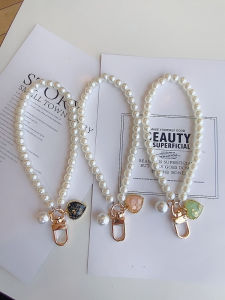 Girl Heart Shaped Phone Chain Pearl Camera Bag Accessories Creative Keychain Fashionable Digital Accessories for Women
