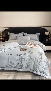 CozyHome Ice Silk Fabric Luxury Quilt Set Fitted Bedsheet 1800 Thread Count Comfortable 4in1 Queen King BAL