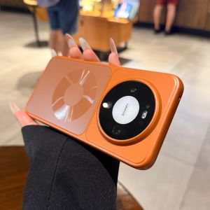 Matte Metallic Orange Magnetic Phone Case CD Pattern Compatible With Huawei Pura Series