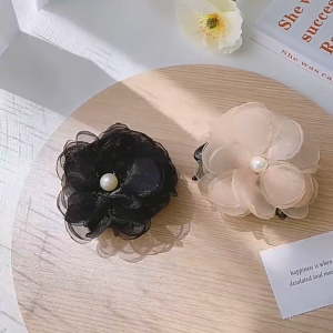 Kẹp tóc càng cua hoa hồng lưới nhụy châu sang chảnh Ni9 KEP35