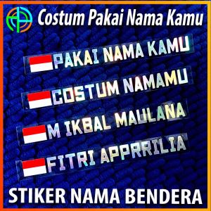 (Dapat 3 Lembar) Sticker Custom Nama Bendera Hologram Cutting Stiker Bendera Custom Setiker Logo Bendera Indonesia