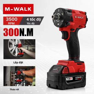 Máy Siết Bu Lông Tác Động Không Dây Điện Không Chổi Than 300N.m Mô-men Xoắn 1/2 4 Tốc Độ Dụng Cụ Điện Tương Thích Với Pin Milwaukee 18V
